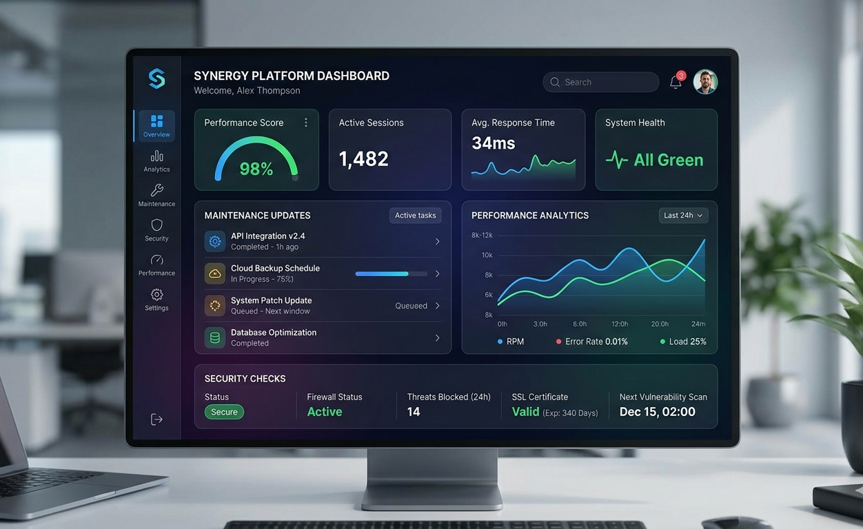 website maintenance dashboard improving performance and security